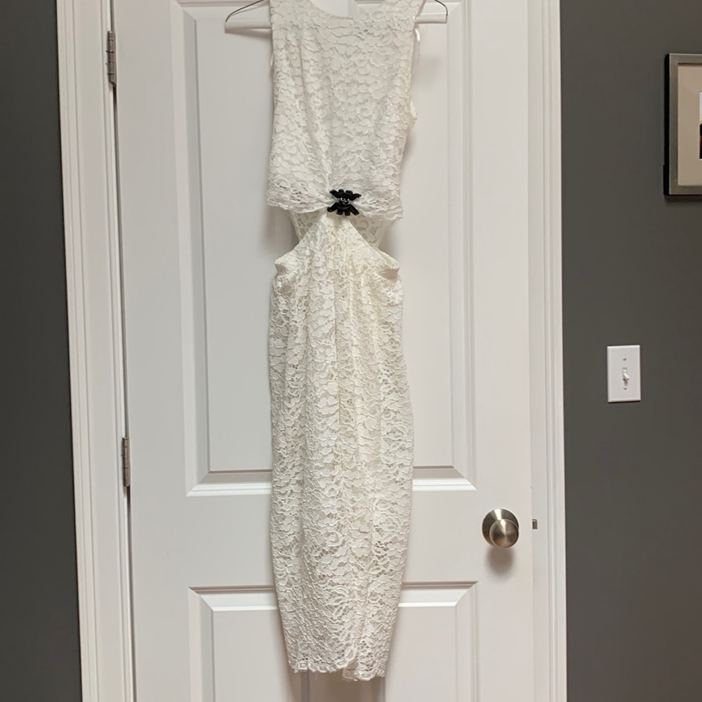 Armani Exchange peekaboo floral lace dress